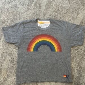 Aviator Nation Rainbow Boyfriend Tee - heather grey